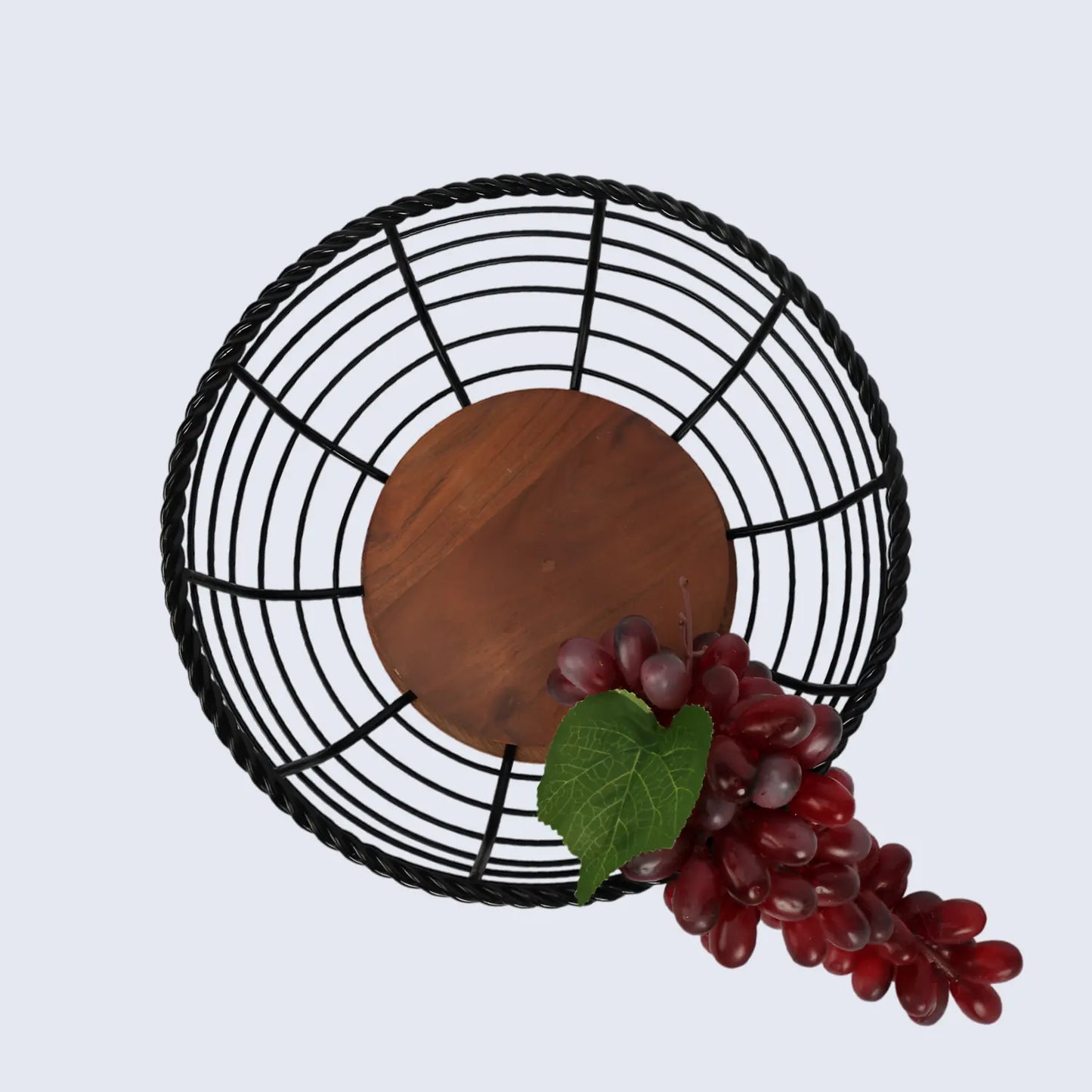 round-black-metal-wood-wire-design-fruit-bowl-fruit-vegetable-storage