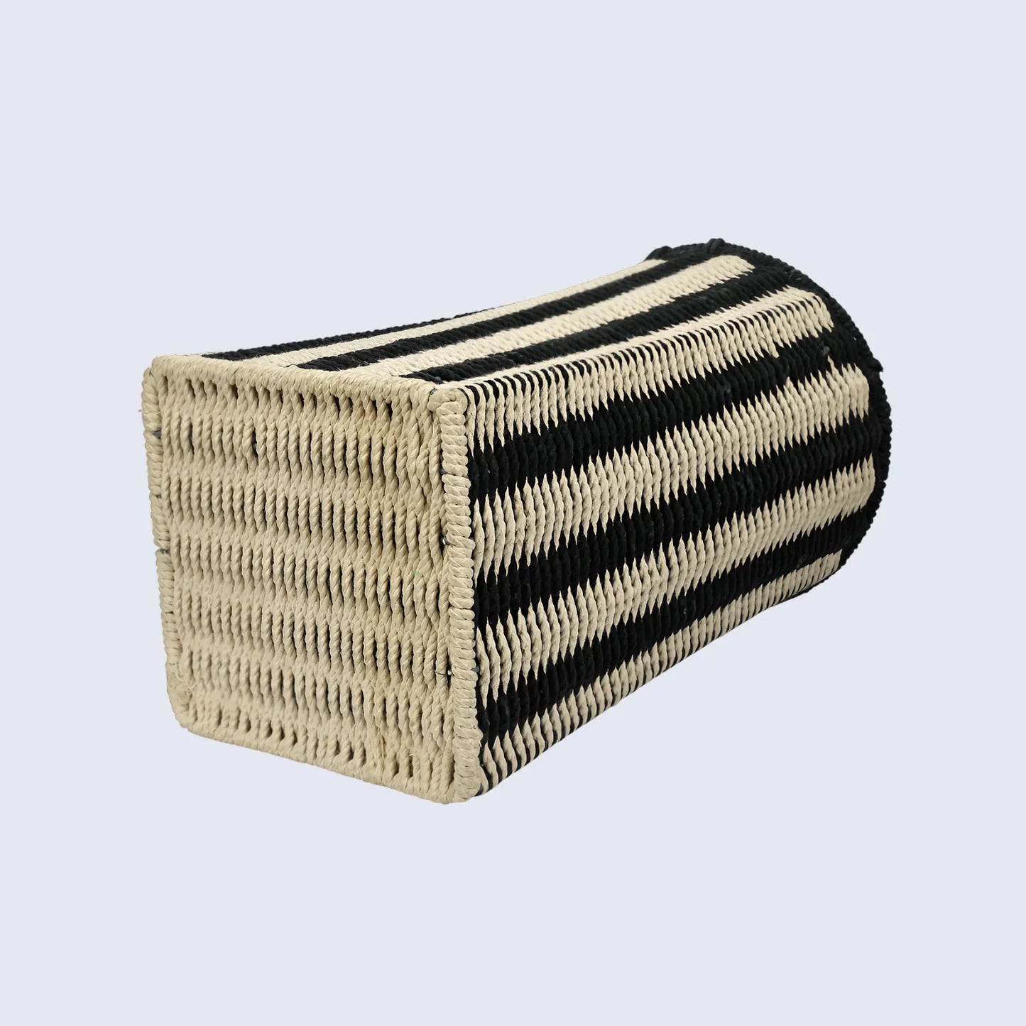 woven-beige-black-laundry-basket-with-handles-11x18