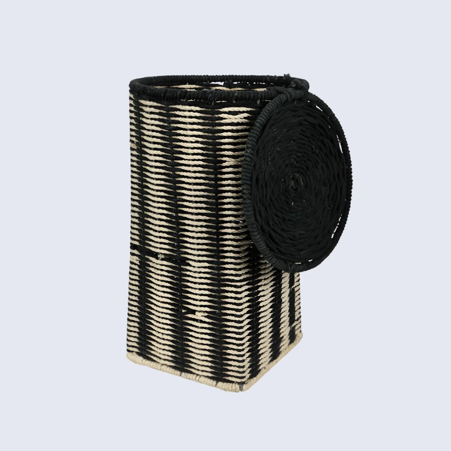 woven-beige-black-laundry-basket-with-handles-11x18