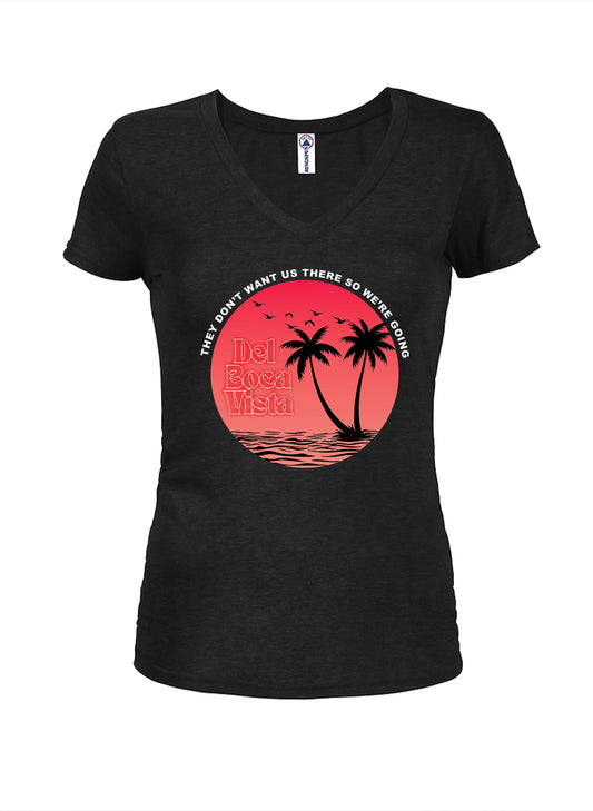 Del Boca Vista Circle Juniors V Neck T-Shirt