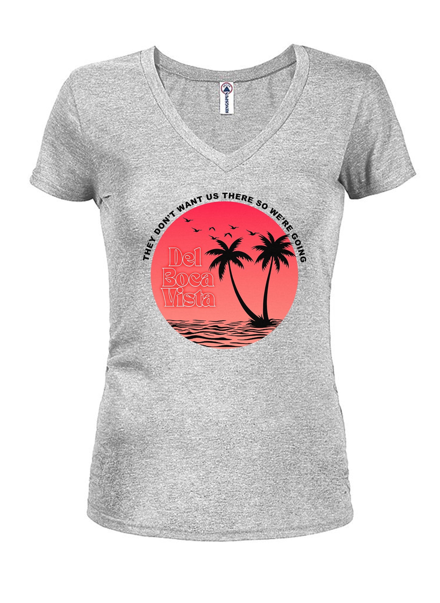 Del Boca Vista Circle Juniors V Neck T-Shirt