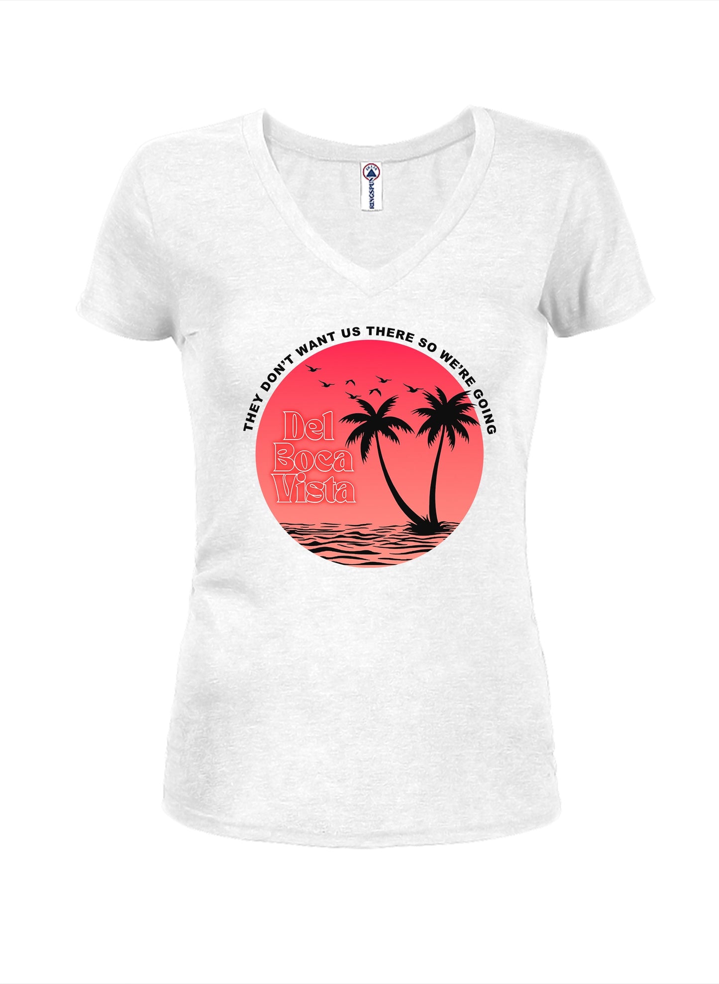 Del Boca Vista Circle Juniors V Neck T-Shirt