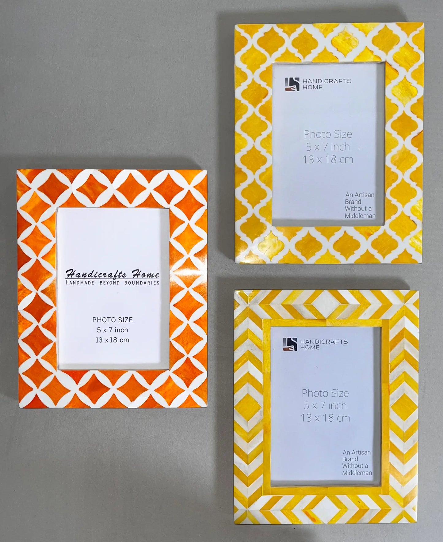 Bone Inlay & Resin Picture Frame Set of 3 | Kristen Collection | Fits 5x7 Photos