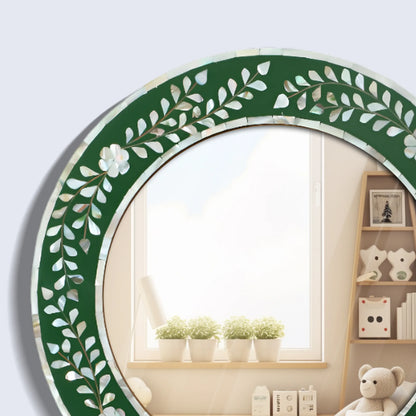 make to order mother of pearl resin inlay wall hanging mirror frame 12 dia