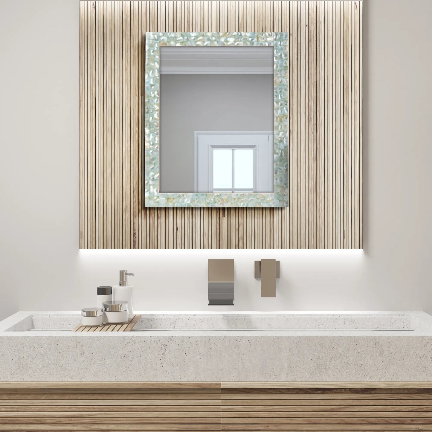 Make To Order Mother Of Pearl Green Mirror - 16x20 inches