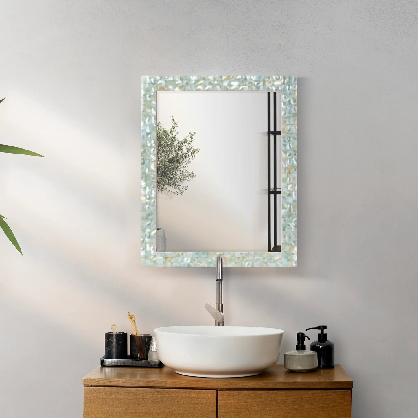 Make To Order Mother Of Pearl Green Mirror - 16x20 inches
