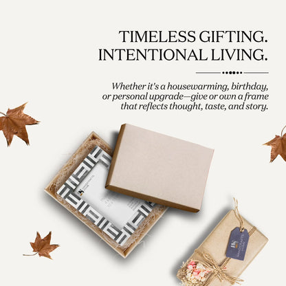 Grey Bone Inlay Grid Block Decor Picture Frame 4x6 5x7