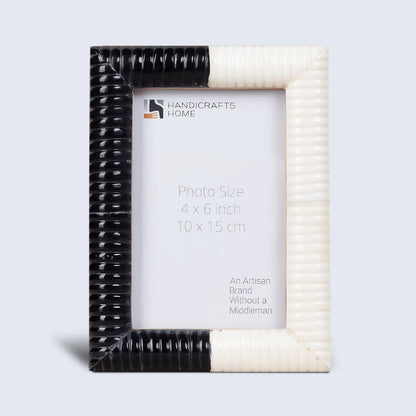 Black White Resin Hand Carved Ridge Picture Frame 4x6 5x7
