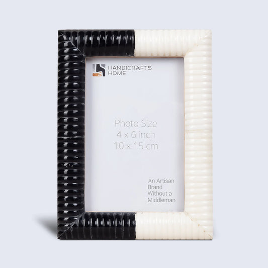 Black White Resin Hand Carved Ridge Picture Frame 4x6 5x7
