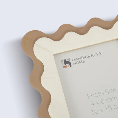 Scalloped Resin Inlay Picture Frame, Brown & White