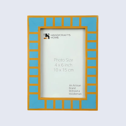 Turquoise Resin Inlay Picture Frame | Classic Block Stripe | 4x6 5x7