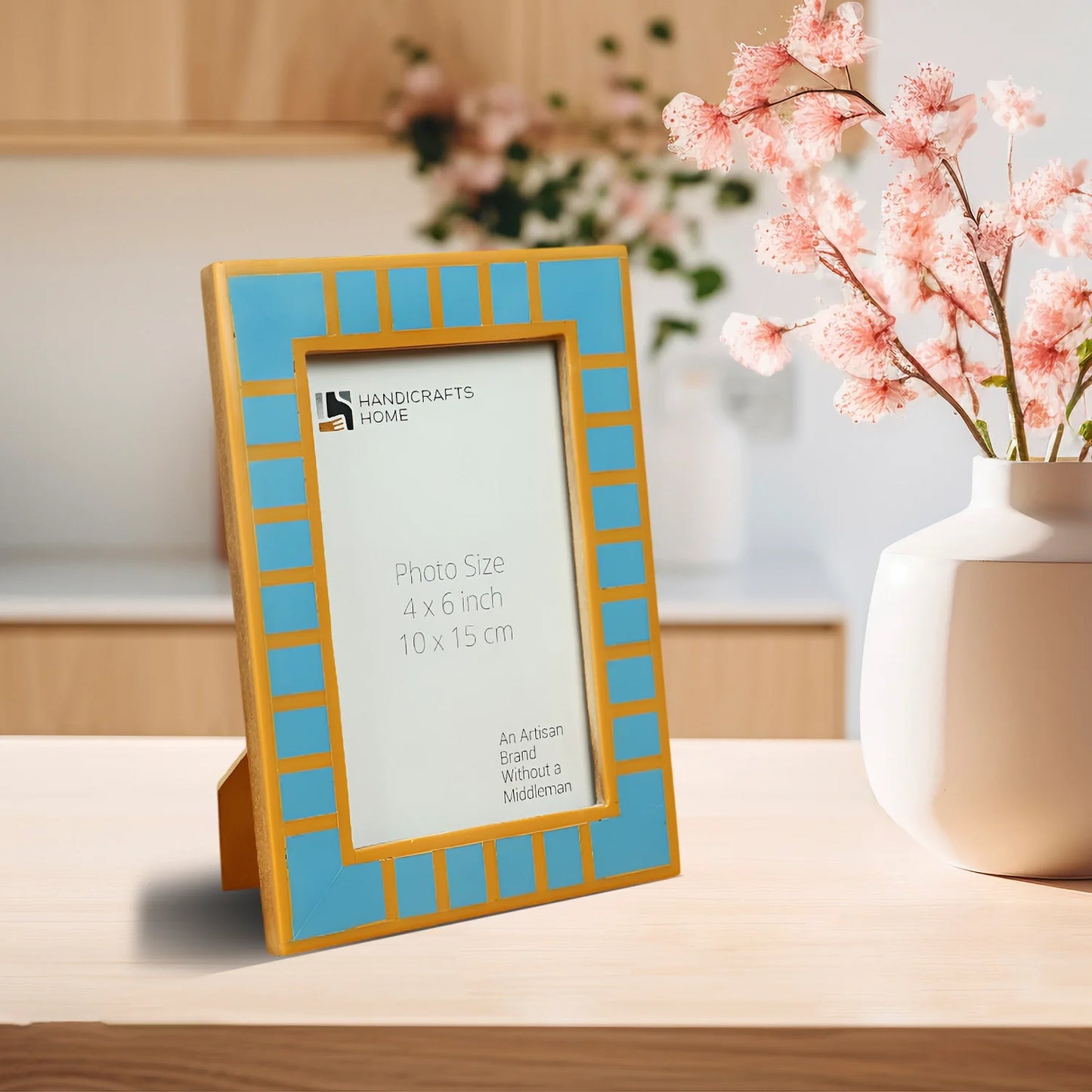 Turquoise Resin Inlay Picture Frame | Classic Block Stripe | 4x6 5x7