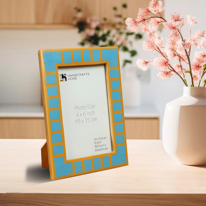 Turquoise Resin Inlay Picture Frame | Classic Block Stripe | 4x6 5x7