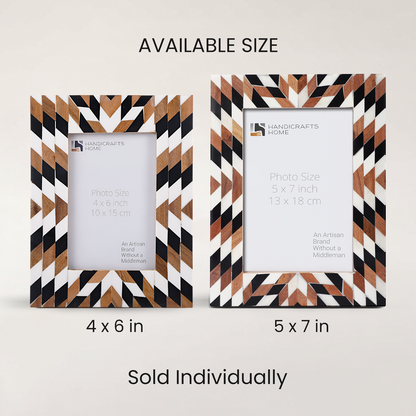 Black White Aztec Geometric Wood Resin Picture Frame 4x6 5x7