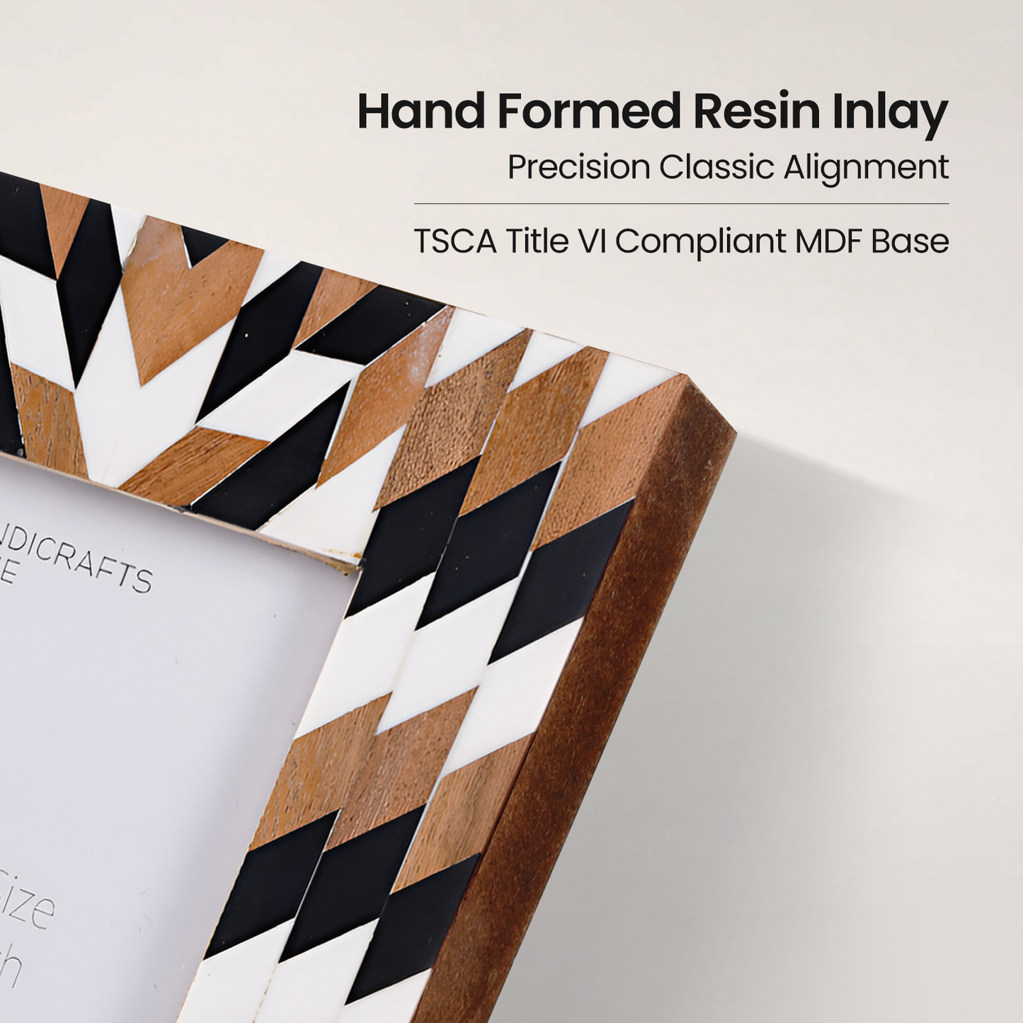 Black White Aztec Geometric Wood Resin Picture Frame 4x6 5x7