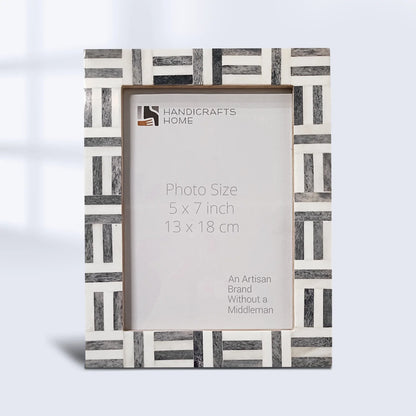 Grey Bone Inlay Grid Block Decor Picture Frame 4x6 5x7