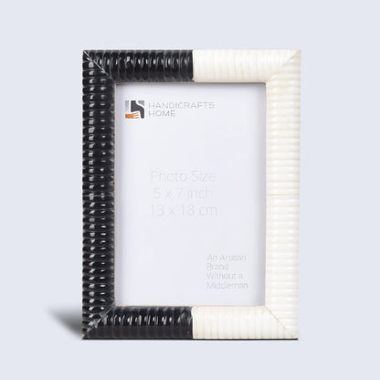 Black White Resin Hand Carved Ridge Picture Frame 4x6 5x7