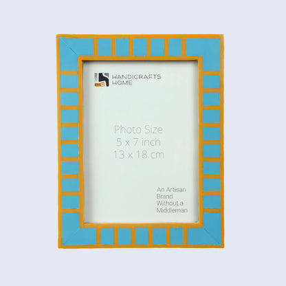 Turquoise Resin Inlay Picture Frame | Classic Block Stripe | 4x6 5x7