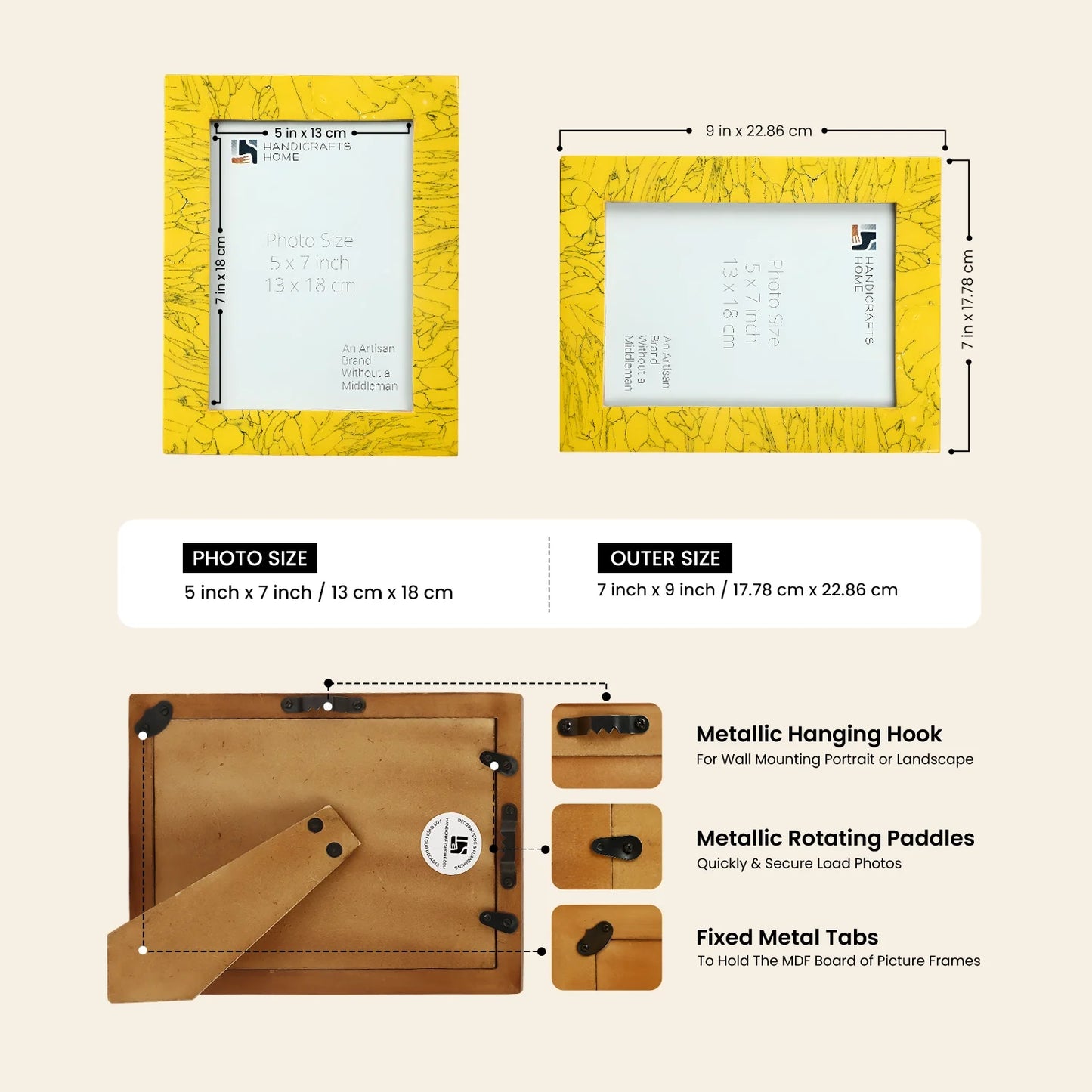 Yellow Resin Inlay Picture Frame | Sunstone Collection | 5x7