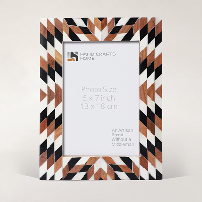 Black White Aztec Geometric Wood Resin Picture Frame 4x6 5x7