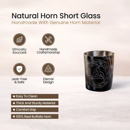 Whiskey Shot Cups Set Eternal Pattern Real Ox Horn 6.5 oz, Pack 4, 8 & 12