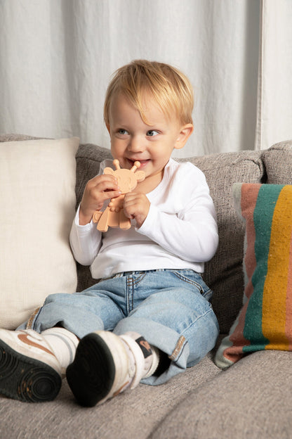 The Little Bamber - Pink - Natural Rubber & Baltic Amber Teething Toy
